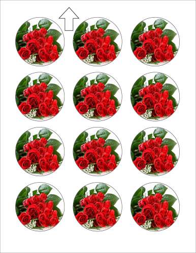 Red Roses Edible Icing Image - Click Image to Close